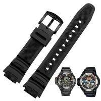 ♂∋ สายนาฬิกายางซิลิโคนสำหรับ Casio SGW-300/400/500 MCW-200H ชายกันน้ำกีฬากลางแจ้งสายนาฬิกาสร้อยข้อมือสีฟ้าสีกากีสีดำ