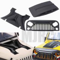 Ajrc 1:10 Rc Body Shell Wrangler Rubicon สำหรับ Axial Scx10 D90 90046 90047 313มม. ฐานล้อ Angry Face Ms Hood Intake Grille