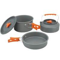 Set Alat Masak กลางแจ้ง DS311ชุดทำอาหารตั้งแคมป์หม้อ3คนกระทะหม้อกาต้มน้ำ1.1L