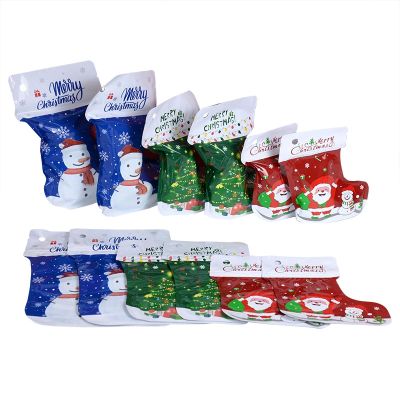 10pcs Merry Christmas Gift Bag Color Socks Plastic Bag New Year Candy Chocolate Package Children 39;s Gifts Christmas Tree Pendant
