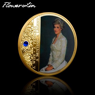 [Flowerslin] Professional Commemorative Token British Diana Princess Rose With Diamond Last Rose Souvenir Coin Gold/Silver Plate