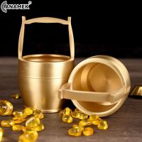 Gold Brass Bucket Ornament No Ingot Lucky Fortune Craft Feng Shui Ornament Home Office Decoration Lucky Gifts Tabletop Ornaments