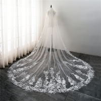 Long Wedding Veils Full Lace Edge Leaves Floral Appliques Bridal Veil With Comb for Bride Hearwear Cathedral Wedding Accessories