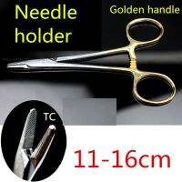 Double-fold eyelids surgical Needle holder 11 12 12.5 14cm thin skin suture forcep gold handle TC Cosmetology instrument