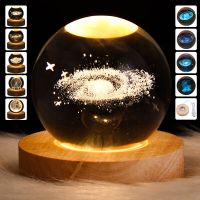 Glowing Planetary Galaxy Astronaut Crystal Ball Night Lights USB Power Bedside Light Christmas Kid Gift Night Lamp Bedroom Decor