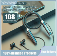 YOVONINE 2022 100% ต้นฉบับใหม่คอติดบลูทูธกีฬาชุดหูฟังไร้สายแบตเตอรี่ขนาดใหญ่ที่มีการ์ด TF Binaural แม่เหล็กดูดหูฟังไร้สาย