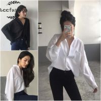 Korean Version V-Neck Loose Long Sleeve Blouse