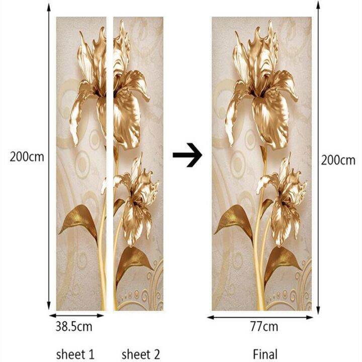 2023-hot-shang815558-วอลล์เปเปอร์ติดสติ๊กเกอร์แปะประตู3มิติ-pvc-มีกาวในตัวกันน้ำภาพจิตรกรรมฝาผนังดอกไม้ประดิษฐ์สติกเกอร์ติดห้องนั่งเล่นตกแต่งบ้านสไตล์ยุโรป