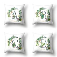 Plant Letter Printed Cushion Cover Green Pillow Cases Home Decor Pillowcase Decor Sofa Living Bedroom Throw Pillows Cover