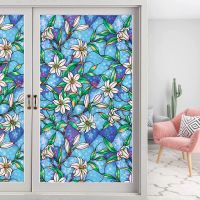 Stained Glass Window Film Privacy Static Clings Frosted Glass Sticker Decorative Window Decals Covering for Bathroom Shower Door