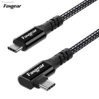 Fasgear USB C to Type C 3.2 Gen 2x2 Cable 20Gbps 100W Charging 4K Video Braided USB-C Cord 90 Degree Compatible for Macbook Pro