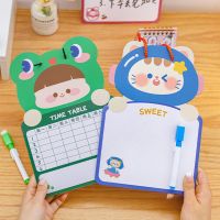 【YD】 1 Kids Whiteboard Two-sided Cartoon Reusable Dry Cardboard Kid Board Hanging Writing