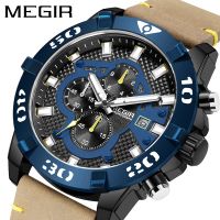 [COD] mens watch chronograph luminous leather large dial sports quartz 2136G