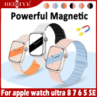 ซิลิโคน สายนาฬิกา Magnetic Buckle for apple watch band 49mm 38mm 40mm 41mm 42mm 44mm 45mm สาย Rubber Bracelet for apple watch Ultra Series 8 7 6 SE 5 4 สายนาฬิกาข้อมือสำหรับ