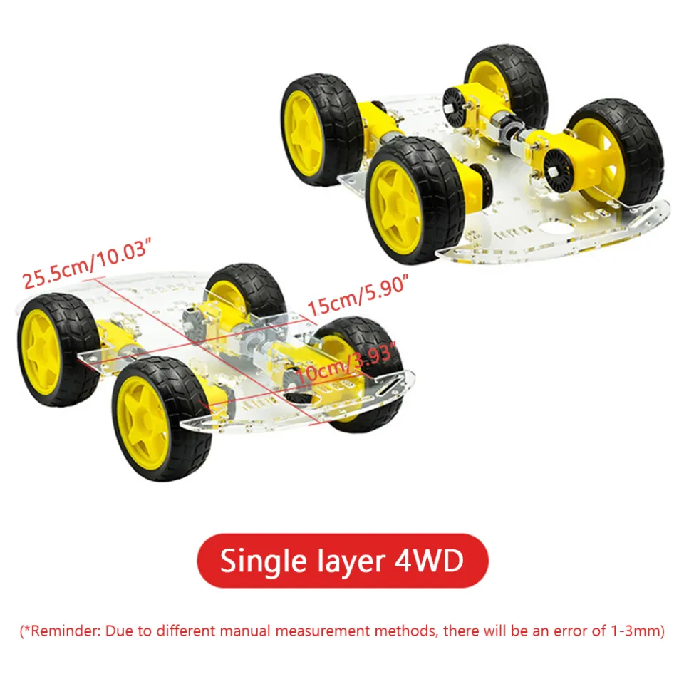 diymore 4WD Smart Car DIY Kit Single / Double Layer DIY Parts with 4 toy TT  Eight-shaped Wheels /4WD Transparent Car Chassis /TT Motor Double Shaft