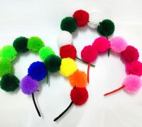 【YF】 Custom Hair Ball Headband Rainbow Pom Soft Color Handmade BandCute Headdress for Child and Adult