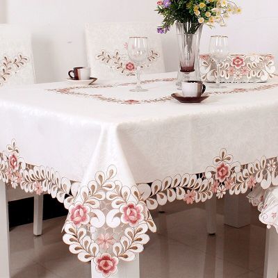 European Style Hollow Home Tablecloth Simple Luxury Pastoral Style Rectangular Tablecloth