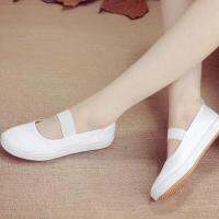 COD DSFGREYTRUYTU KK Fashion Store Ladies shoes canvas rubber soft Sole dance work nurse morning exercise running and walking white shoes