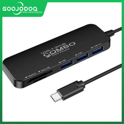 GOOJODOQ 5-in-1 4 Ports USB Type C HUB adds 4 slots TF Card SD Card USB 3.0 Card Reader For Macbook Laptop