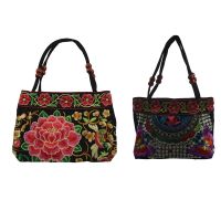 2 Pcs Chinese Style Women Handbag Embroidery Ethnic Summer Fashion Handmade Flowers Ladies Tote Shoulder Bags Cross-Body, Red Peony &amp; Purple Butterfly