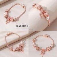 A22  สร้อยข้อมือ BEAUTIFUL Rose gold ลายทอฝัน ไม่ลอก ไม่ดำ สายปรับไม่ได้ จัดส่งทุกวัน