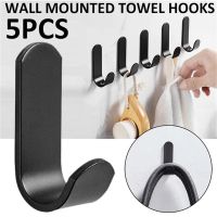 【YF】 5/10Pcs Strong Self Adhesive Metal Hook Wall Mounted Door Back Hanger for Key Coat Towel Kitchen Bathroom Accessories