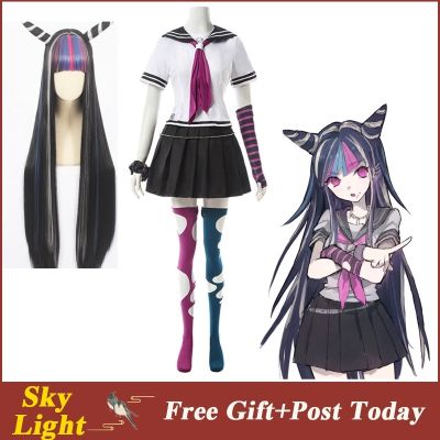 ♗ Anime Super Dangan Ronpa 2 Danganronpa Ibuki Mioda Cosplay Costume Dress Wig Women Girls Jk School Uniform Sailor Suit Skirt Set Halloween Costume