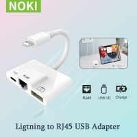 Lightning to RJ45 Ethernet OTG Adapter for iPhone/iPad LAN  Wired Network Hub with USB 3 Camera Adapter and Charging Port