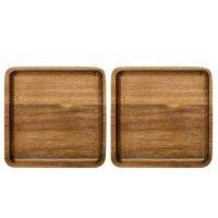 2 Pack Wood Square Dinner Plates,7.8inch Square Wood Plate,Wooden Plate for Meal, Dessert, Charger Plate, Serving Tray