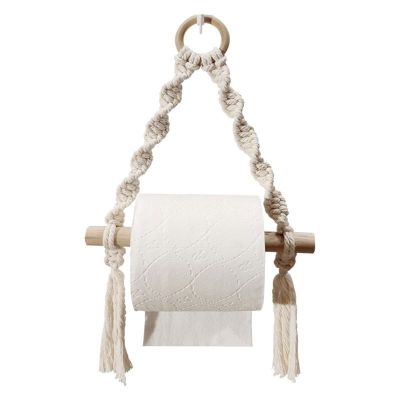 【YF】 Bohemian Style Toilet Paper Holder Wall-Mounted Tissue Roll Storage Punch-free For Home And Bathroom