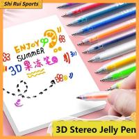 SHIRUI 6PCS/Set หลายสี ปากกาเจลลี่สเตอริโอ3D 3D สามมิติ แก้วโลหะเซรามิก ปากกาไฮไลท์ ที่มีคุณภาพสูง ปากกาบัญชีมือ สำหรับนักเรียน