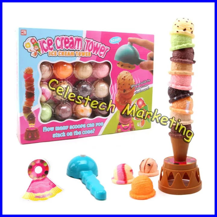 CTM Pretend Food Simulation Set Toy Stacking Ice Cream Tower Game Mini
