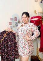 PLUS SIZE ดรสตรุษจีนสาวอวบ ชุดตรุษจีนสาวอวบ รุ่นเดรสดอกหญ้า (S56)