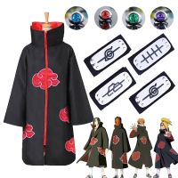 ✾□㍿ Anime Naruto Akatsuki Uchiha Itachi Deidara Pain Obito Costume Set Cosplay Cloak Adults Kids Cape Headband Ring for Halloween