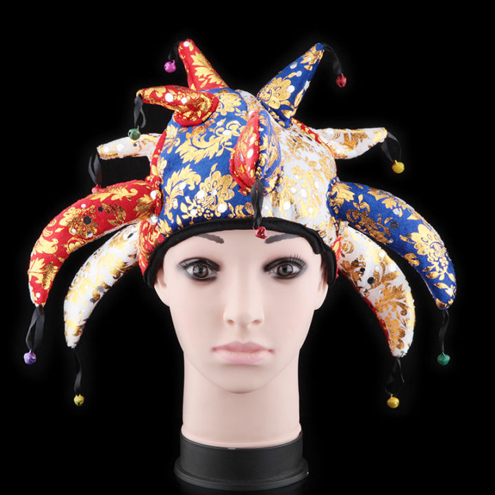 clown-hat-with-small-bell-cap-halloween-hats-halloween-decorations-clown-circus-theme-party-decor-performer-decor-supplies