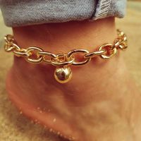 【CW】✻✑  Anklet Round ball Foot Jewelry for Gold Color Cuban Chain Chunky Anklets Sandles Gothic Accessories