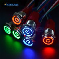 16mm 19mm 22mm red blue green Light 250V 5A Hot Car Auto Metal LED Power Push Button Switch Self locking Type On-off 9-24V Push Button