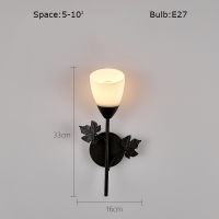 Nordic Glass Lampshade Metal Flower Wall Sconce Lamp Bedside Indoor Lighting Room Decor Interior Wall Light with E27 Bulb