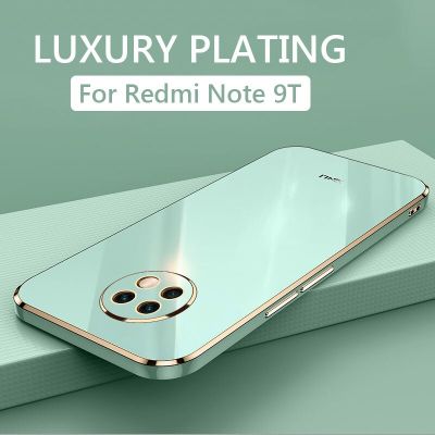 Luxury Square Plating Phone Case For Xiaomi Redmi Note 9T 5G ShockProof Soft TPU Silicone Back Cover Fundas