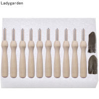 13PCS ไม้ Handle Felting เข็มขนสัตว์ Pocked เครื่องมือทนทานแบบพกพา Diy แพคเกจหัตถกรรม DIY สถานที่ทำงานเสื่อโฟม Finger Cots