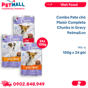 Combo Pate chó Plaisir Complete Chunks in Gravy 100g - 24 gói