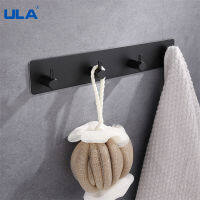 ULA Stainless Steel Holder Hook 3M Sticker Adhesive 1pc Door Clothes Coat Hat Hanger Towel Clothes Robe Rack Wall Hooks Black