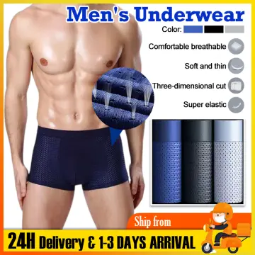 Men's Ice Silk Boxer Briefs Ultra Soft Comfortable and Breathable Quick Dry  Trunks Underwear