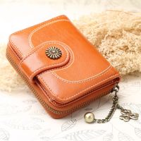 ஐ❄❅ Mini Tassel Auspicious Flower Buckle Short Wallet Ultra-thin Large Capacity Coin Purse For Bag Shoulder Bag