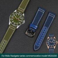 ┇♨ﺴ หนัง 21 มม. สายนาฬิกาผ้าไนลอนสำหรับ IWC Mi-do Navigator 75th Series M026.830.38 Mens สร้อยข้อมือสายนาฬิกาสีดำกองทัพสีเขียว