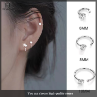 Hayating ต่างหูเจาะสเตนเลสสตีล CZ 1ชิ้นแกนต่างหูเกลียวกระดูกอ่อนกระดูกที่ Tragus Daith Conch Rook ต่างหูห่วงผู้หญิงอัญมณีประดับร่างกาย