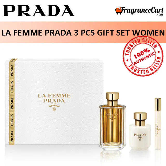 Prada La Femme Prada 3 Pcs Gift Set for Women (100ml EDP + Roll-on + Body  Lotion) GiftSet Collection [Brand New 100% Authentic Perfume/Fragrance] |  Lazada Singapore