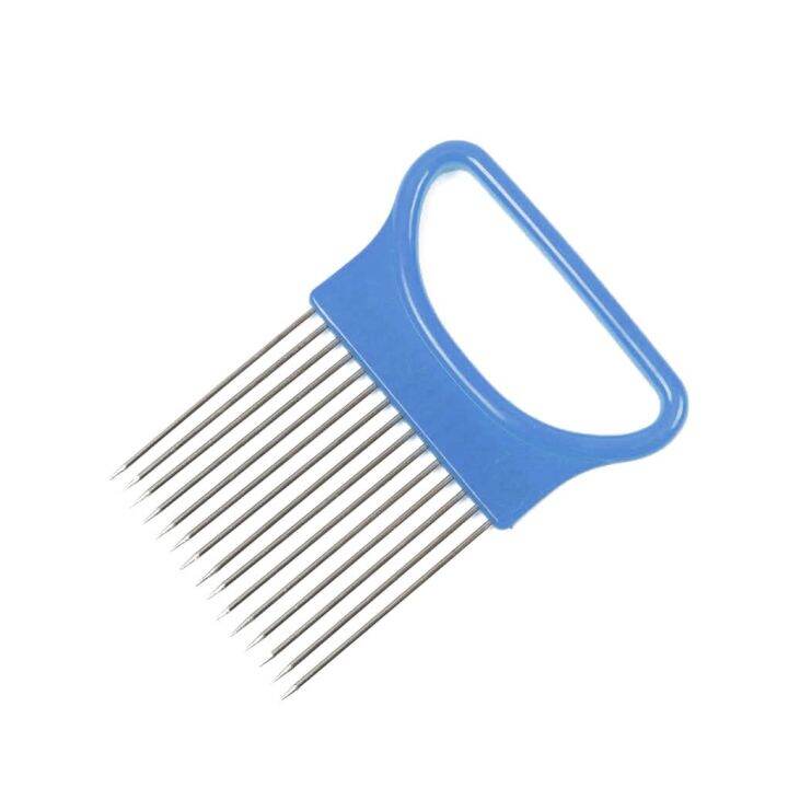 NEW Stainless Steel Onion Needle Onion Holder Handheld Simple Cutting Aid Holder Guide Slicing