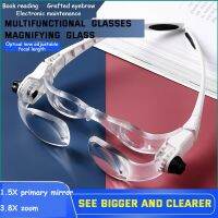 Upgraded 1.5-3.8X Adjustable Magnifer Wearable Reading Adjustable Focus Glasses Magnifying Glass Electronic Repair Welding