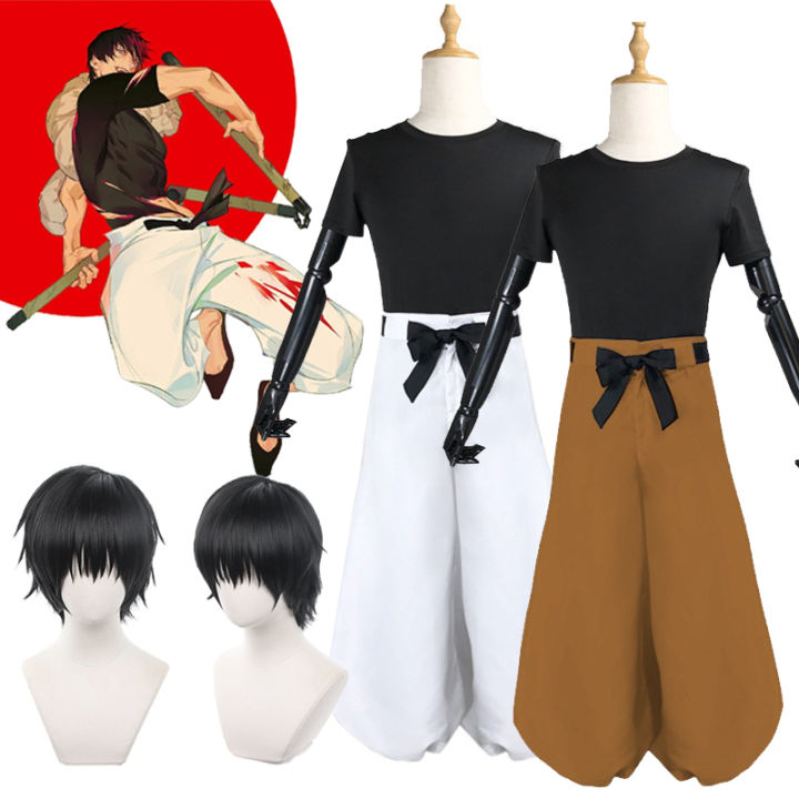 Fushiguro Toji Cosplay Jujutsu Kaisen Costume Toji Fushiguro Uniform Black Top Pants Short Wig 8662